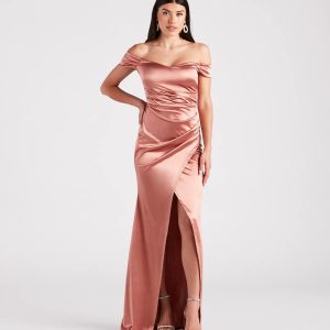 Valencia Formal Off-The-Shoulder Wrap Dress - Image 17