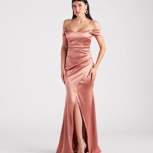 Valencia Formal Off-The-Shoulder Wrap Dress - Image 19
