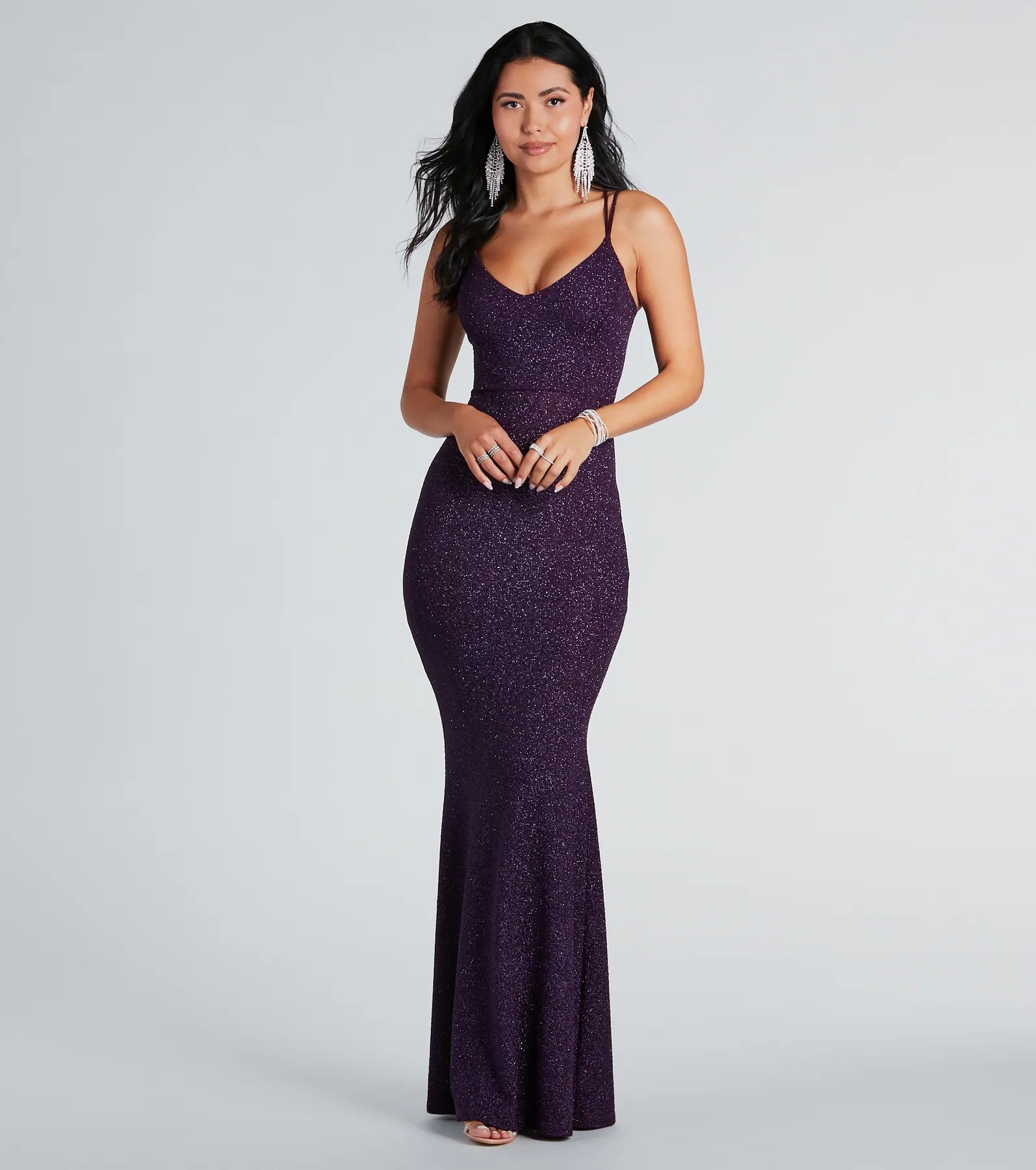 Rachel Formal Glitter Lace-Up Dress - Image 25