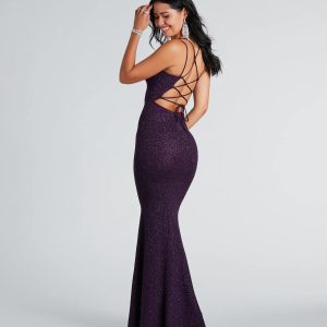 Rachel Formal Glitter Lace-Up Dress - Image 26