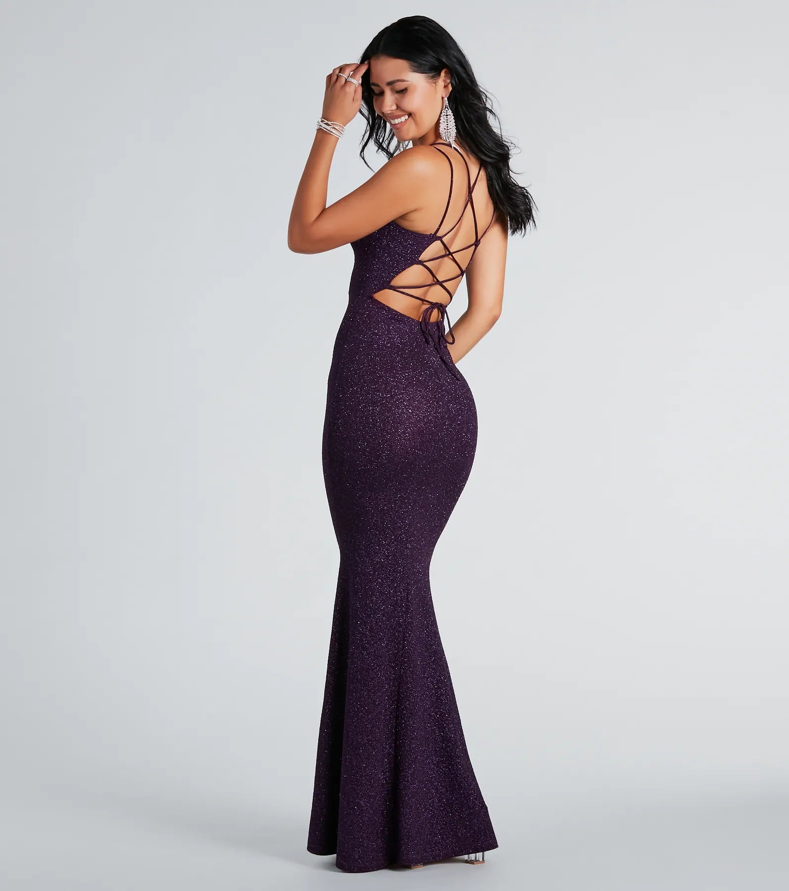 Rachel Formal Glitter Lace-Up Dress - Image 26