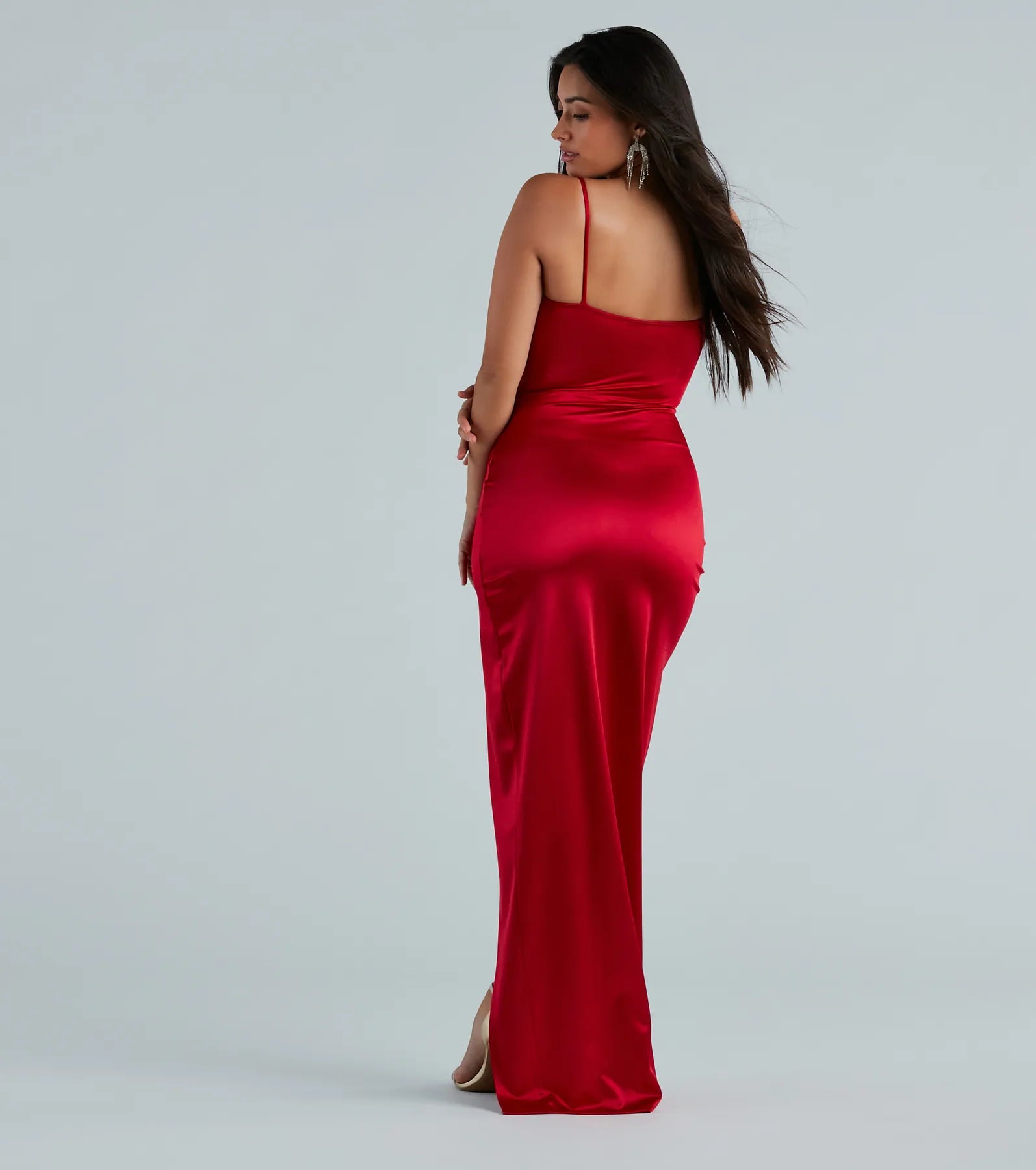 Mayra Formal Satin Slit Long Dress - Image 10