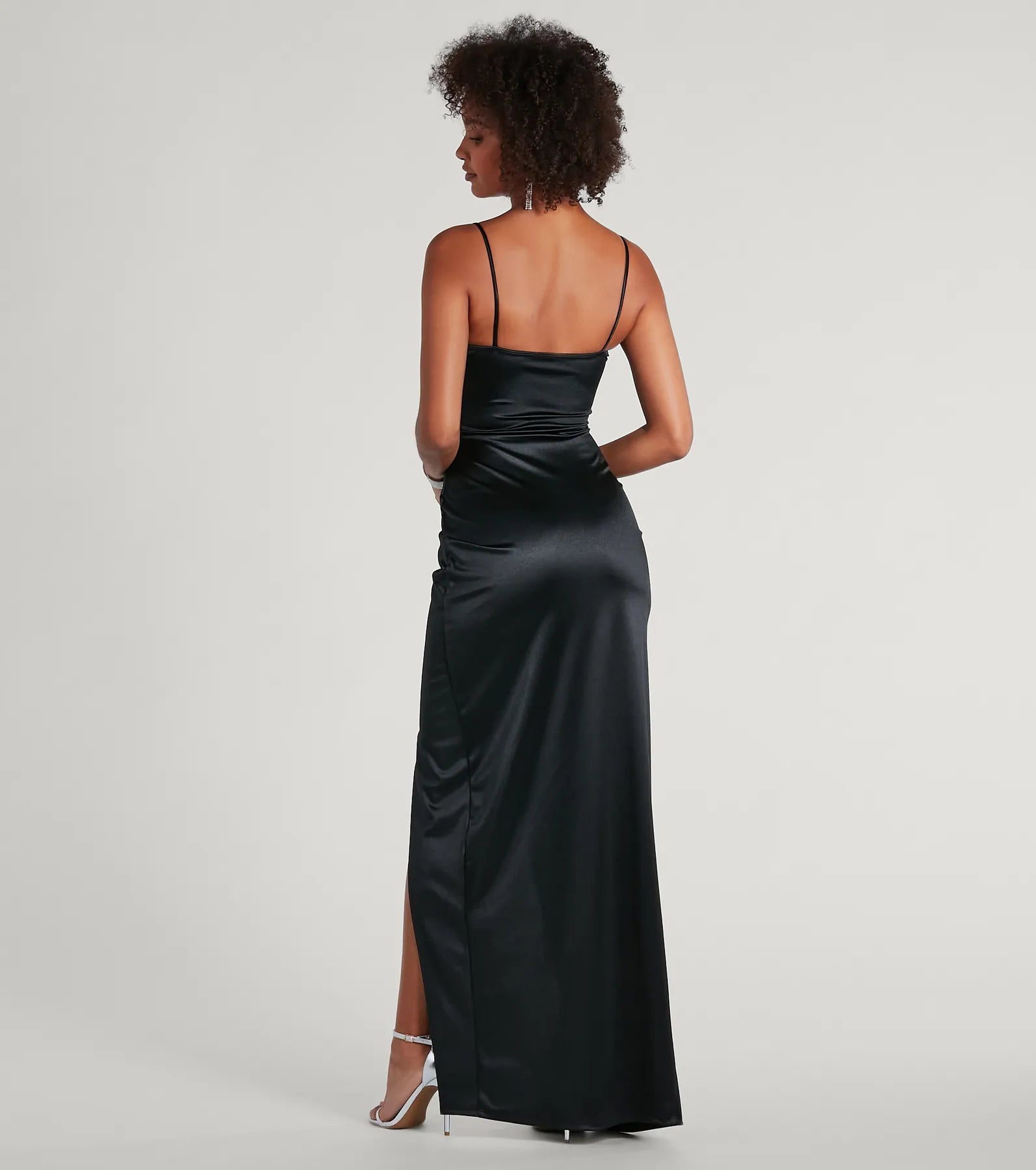 Mayra Formal Satin Slit Long Dress - Image 38