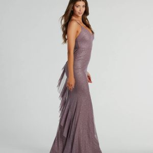 Linda Formal Glitter Ruffled Dress - Image 11