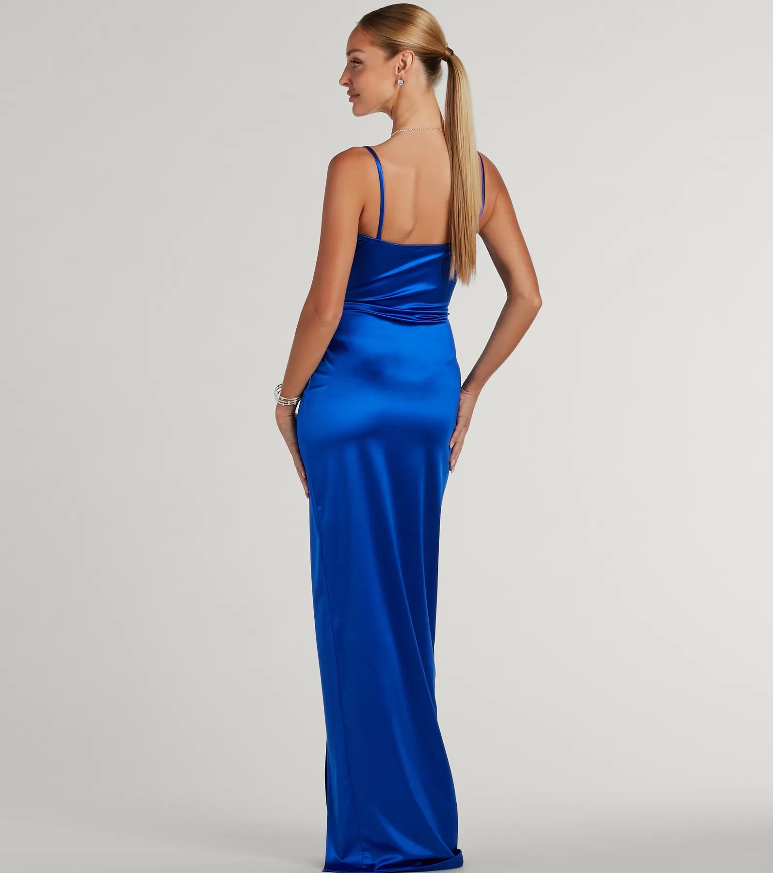 Mayra Formal Satin Slit Long Dress - Image 42