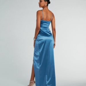 Mayra Formal Satin Slit Long Dress - Image 46