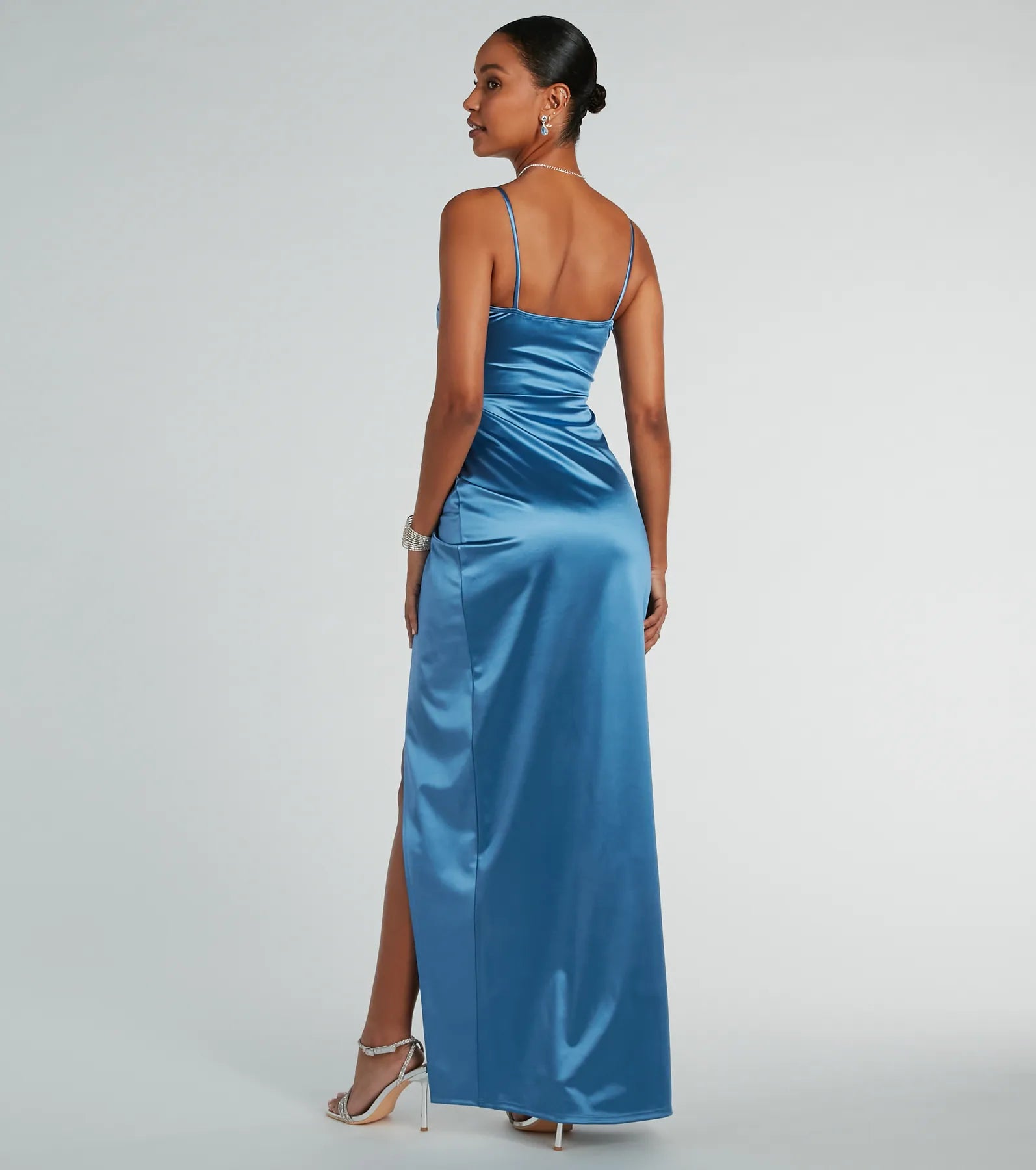 Mayra Formal Satin Slit Long Dress - Image 46