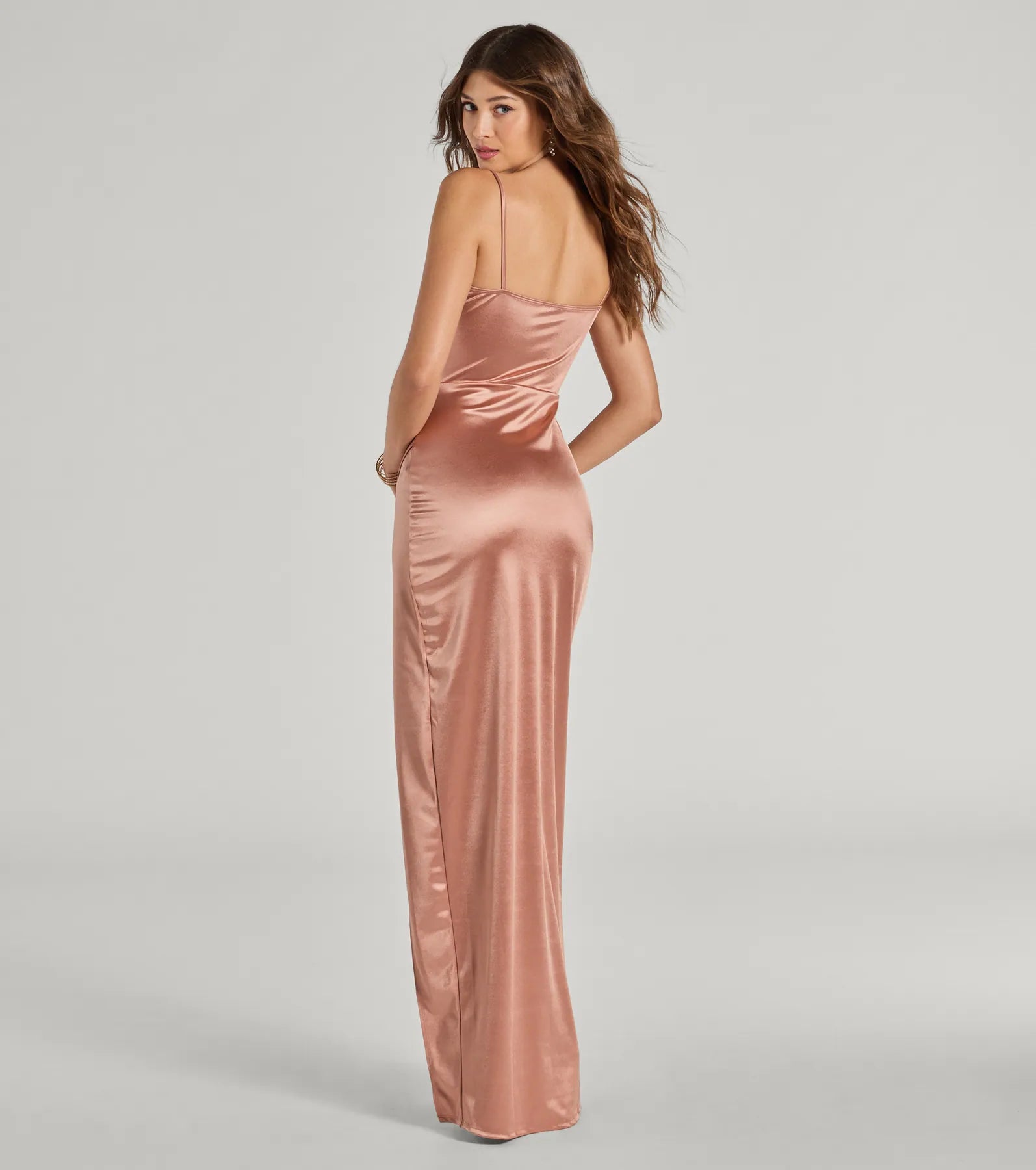 Mayra Formal Satin Slit Long Dress - Image 50
