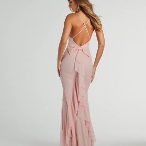Linda Formal Glitter Ruffled Dress - Image 14