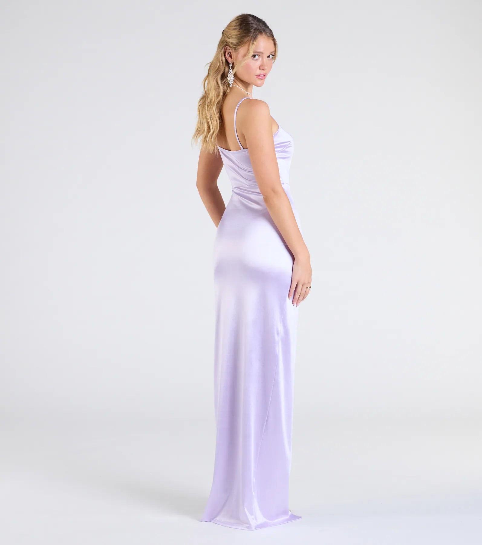 Mayra Formal Satin Slit Long Dress - Image 54