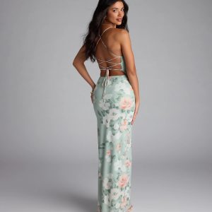 Laced-Up Masterpiece Floral Slit Maxi Dress - Image 2