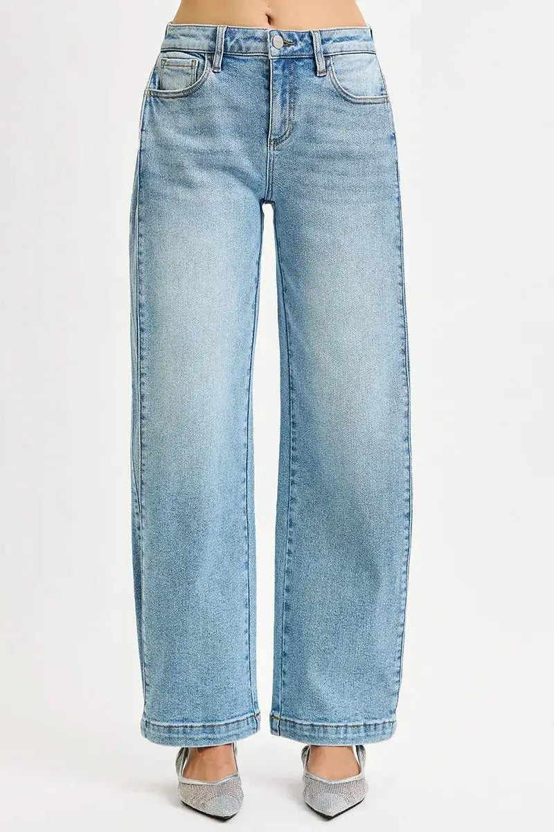 RISEN Mid Rise Wide Barrel Transferable Leg Snap Jeans - Image 2