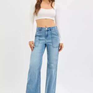 RISEN Full Size High Rise Straight Leg Jeans with Front Pockets Plus Size - Image 6