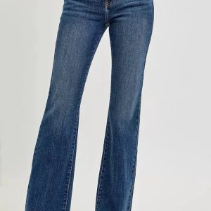 RISEN Full Size Mid Rise Flare Frayed Hem Jeans Plus Size - Image 1