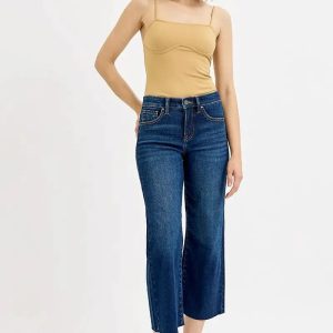 RISEN Full Size Tummy Control High Rise Crop Wide Jeans Plus Size - Image 6