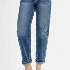 RISEN Full Size Low Rise Crop Boyfriend Jeans Plus Size - Image 3