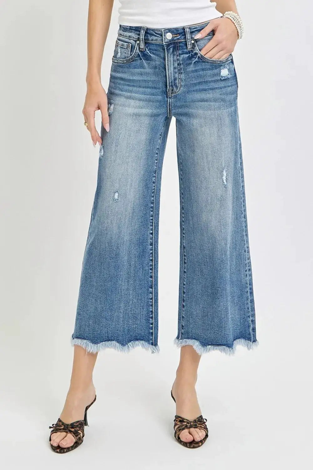 Risen High Rise Cropped Flare Jeans - Image 5