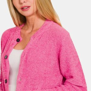 Zenana Button Down Long Sleeve Sweater Cardigan - Image 3