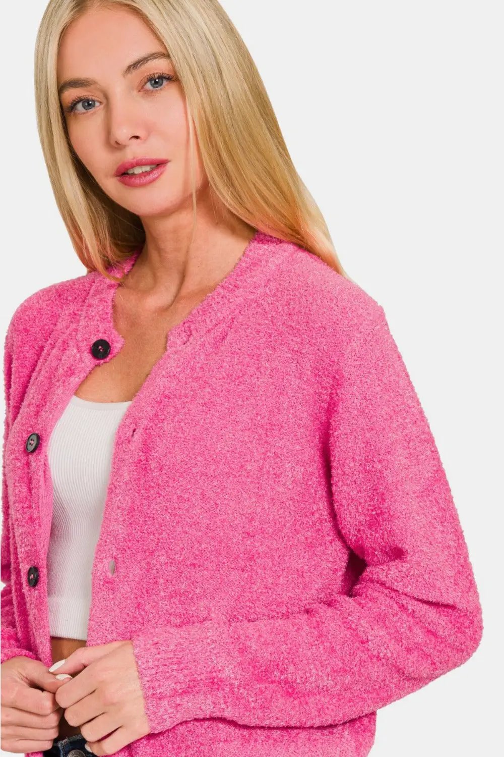 Zenana Button Down Long Sleeve Sweater Cardigan - Image 3