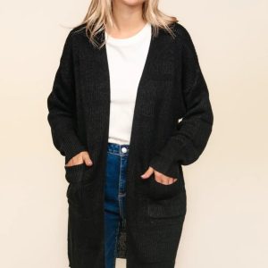 Haptics Stripe Textured Open Front Cardigan with Pockets - Image 3