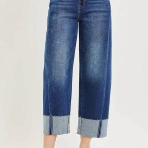 RISEN Full Size Slouchy Crop Barrel Cuffed Jeans Plus Size - Image 4