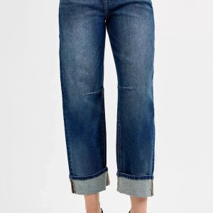 RISEN Slouchy Crop Barrel Cuffed Jeans - Image 3