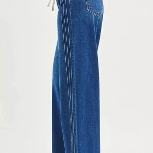 RISEN Full Size Mid Rise Wide Side Pintuck Jeans with Front Drawstring Plus Size - Image 4