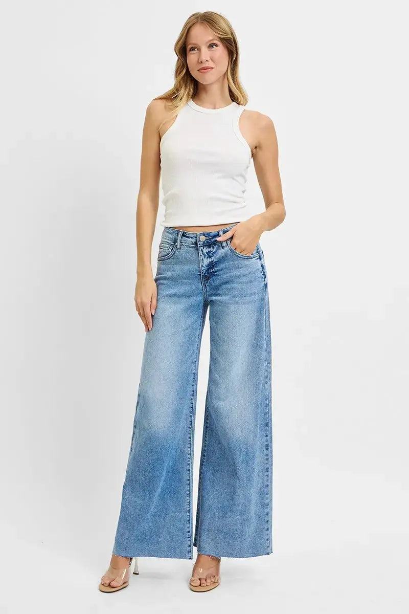 RISEN Full Size Tummy Control High Rise Ankle Palazzo Jeans Plus Size - Image 6