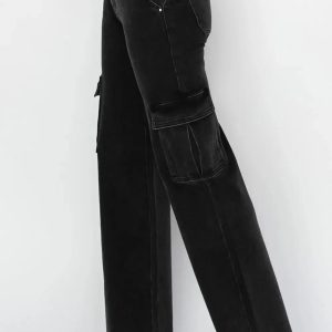 Risen Full Size High Rise Wide Leg Cargo Jeans - Image 3