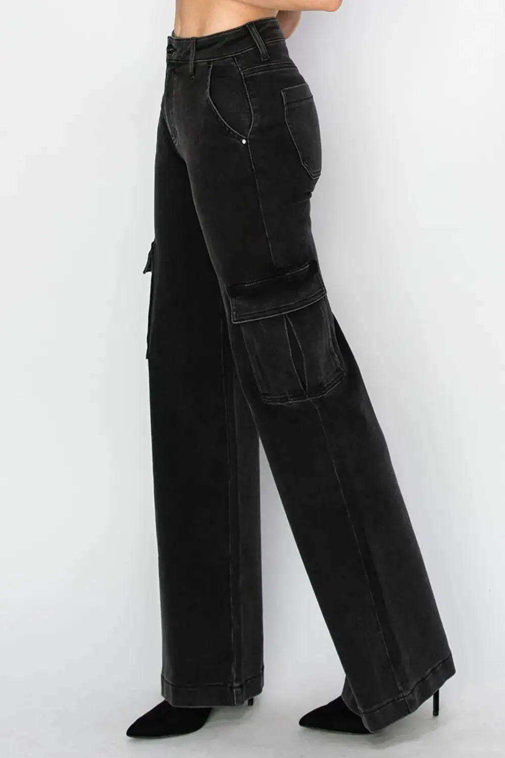 Risen Full Size High Rise Wide Leg Cargo Jeans - Image 3