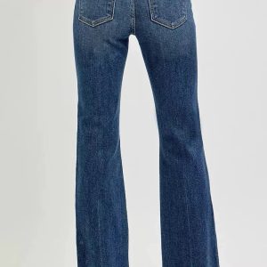 RISEN Full Size Mid Rise Flare Frayed Hem Jeans Plus Size - Image 5