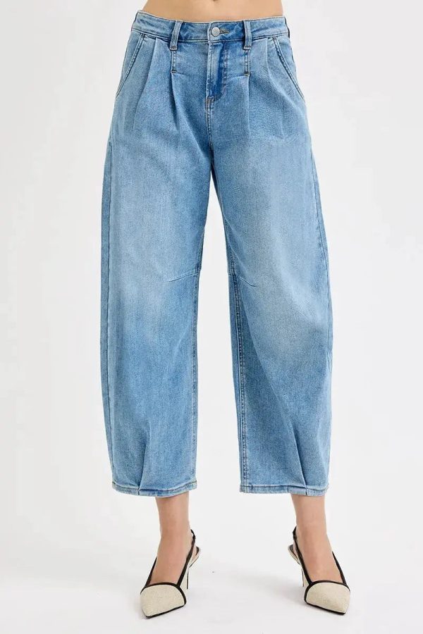RISEN Full Size Mid Rise Fit Crop Wide Volume Leg Jeans Plus Size
