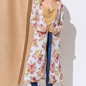 And The Why Floral Kimono Open Front Longline Cardigan - Image 1