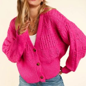 Haptics Full Size Button Down Crop Long Sleeve Cardigan - Image 1