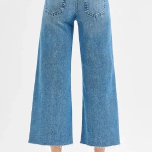 RISEN Tummy Control Mid Rise Crop Wide Front Slit Jeans - Image 5