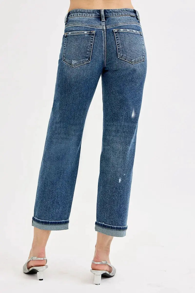 RISEN Full Size Low Rise Crop Boyfriend Jeans Plus Size - Image 5