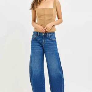 RISEN Mid Rise Crop Barrel Jeans - Image 6
