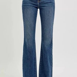 RISEN Full Size Mid Rise Flare Frayed Hem Jeans Plus Size - Image 3