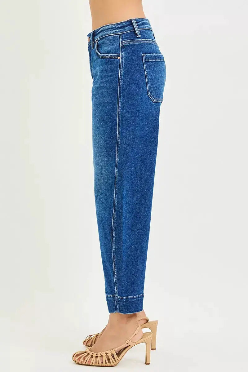 RISEN Mid Rise Crop Barrel Jeans - Image 5