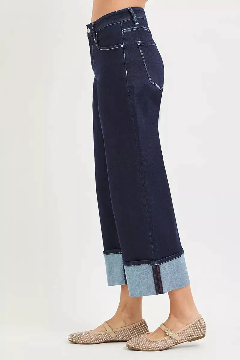 RISEN Slouchy Crop Barrel Cuffed Hem Jeans - Image 2