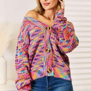 Woven Right V-Neck Long Sleeve Cardigan - Image 6