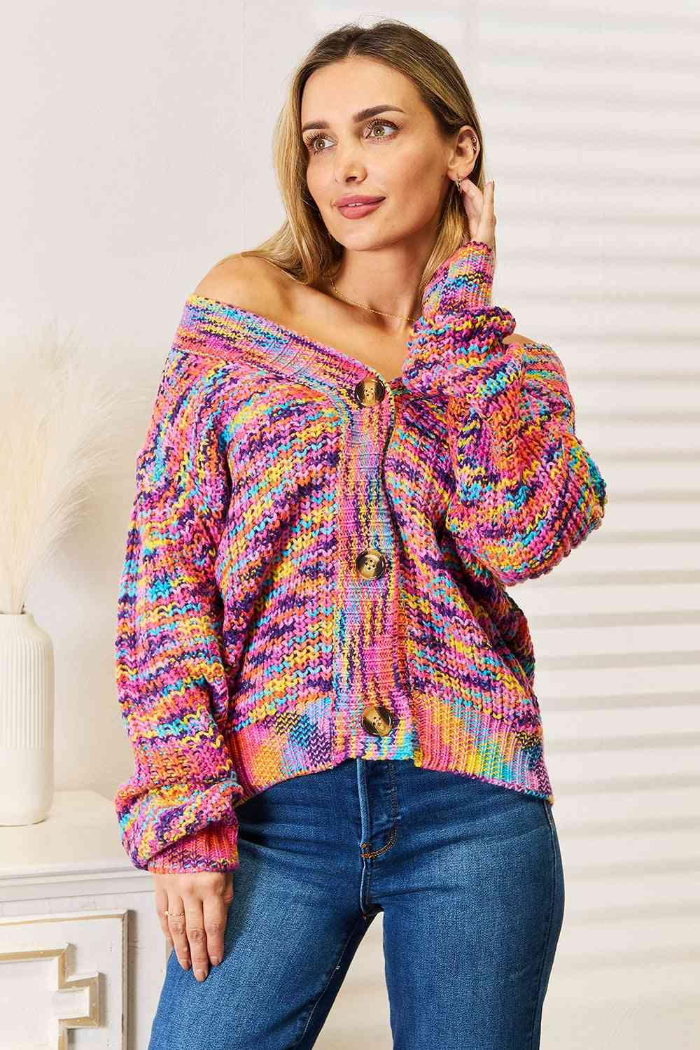 Woven Right V-Neck Long Sleeve Cardigan - Image 6