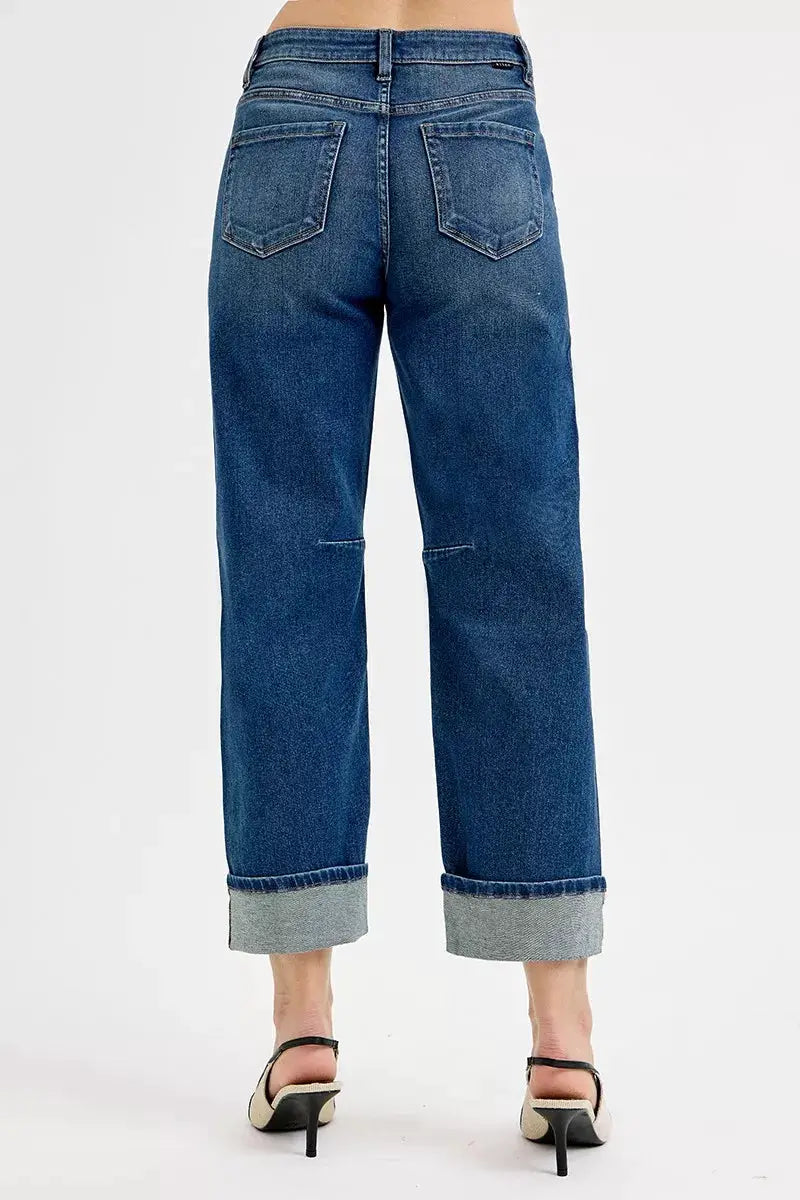 RISEN Slouchy Crop Barrel Cuffed Jeans - Image 5