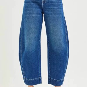 RISEN Mid Rise Crop Barrel Jeans - Image 3