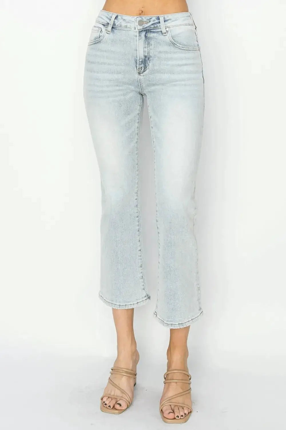 RISEN Full Size Mid Rise Cropped Flare Jeans - Image 6