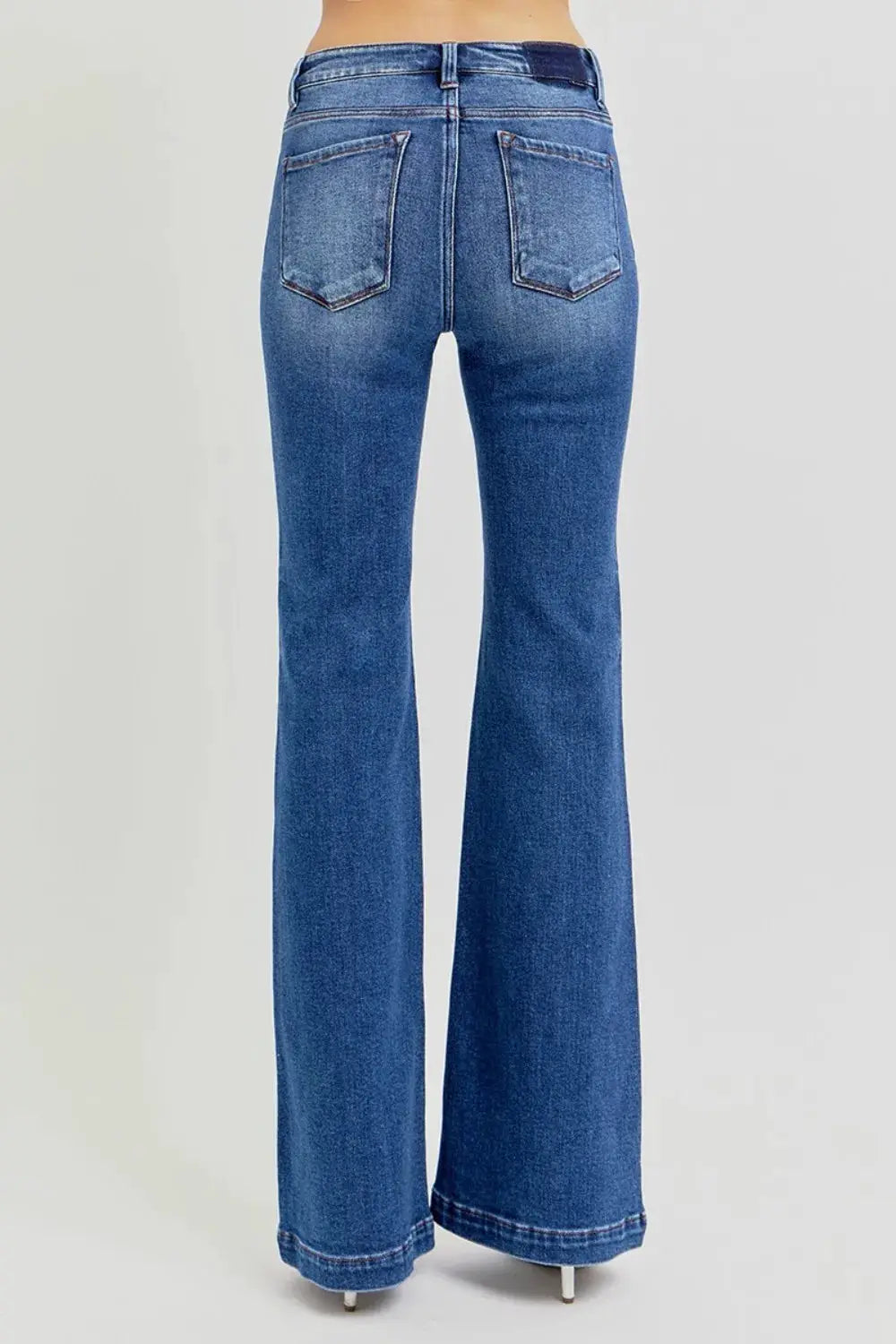 RISEN Full Size Low Rise Flare Jeans with Pockets - Image 2