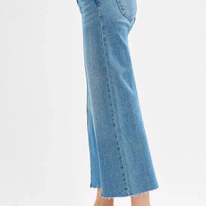 RISEN Tummy Control Mid Rise Crop Wide Front Slit Jeans - Image 4