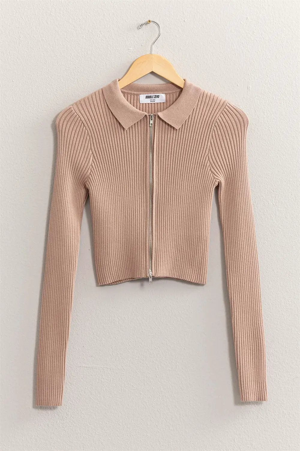 HYFVE Ribbed Double Zip Cropped Cardigan - Image 4