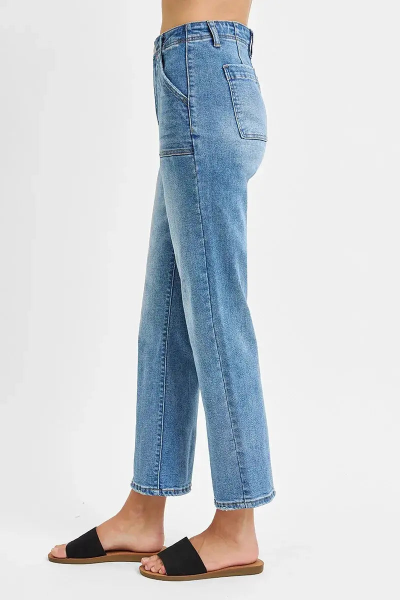 RISEN Full Size High Waisted Bootcut Cropped Jeans Plus Size - Image 4
