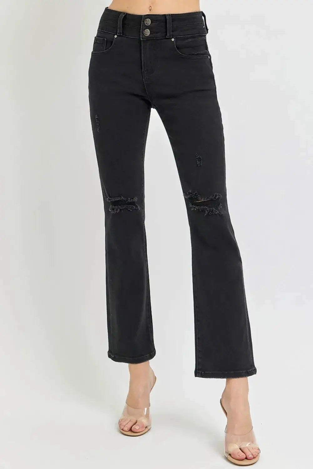 RISEN Full Size High Rise Wide Waistband Ankle Bootcut Jeans - Image 4